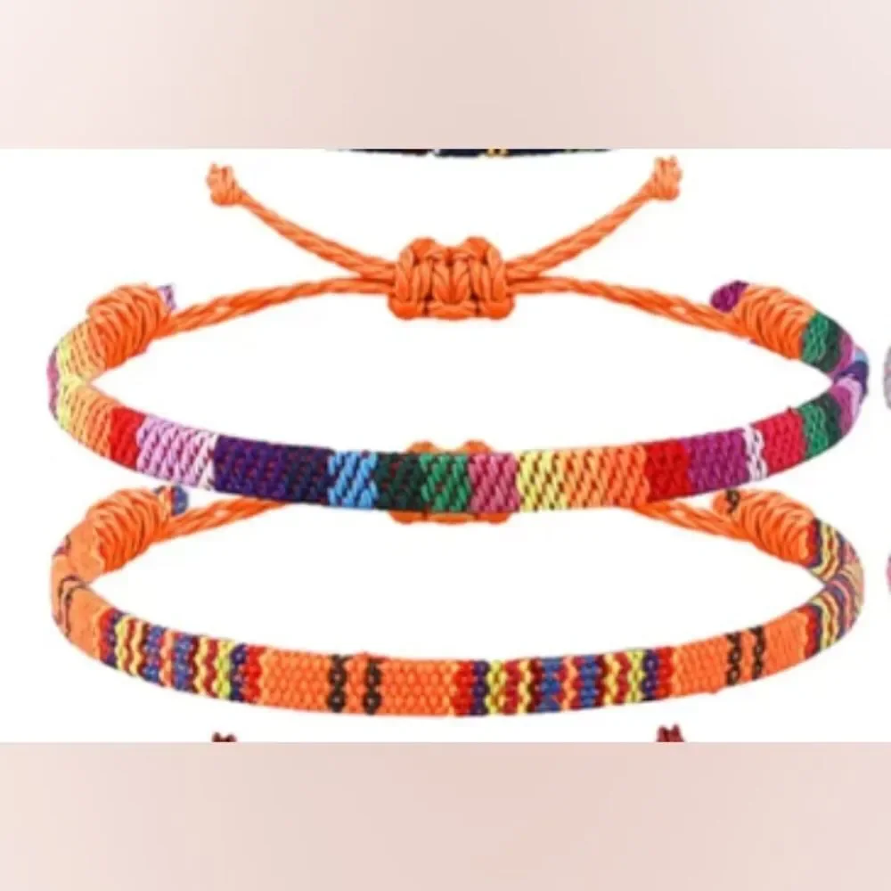 2pc men's bracelets surfer striped punk‎ new e31